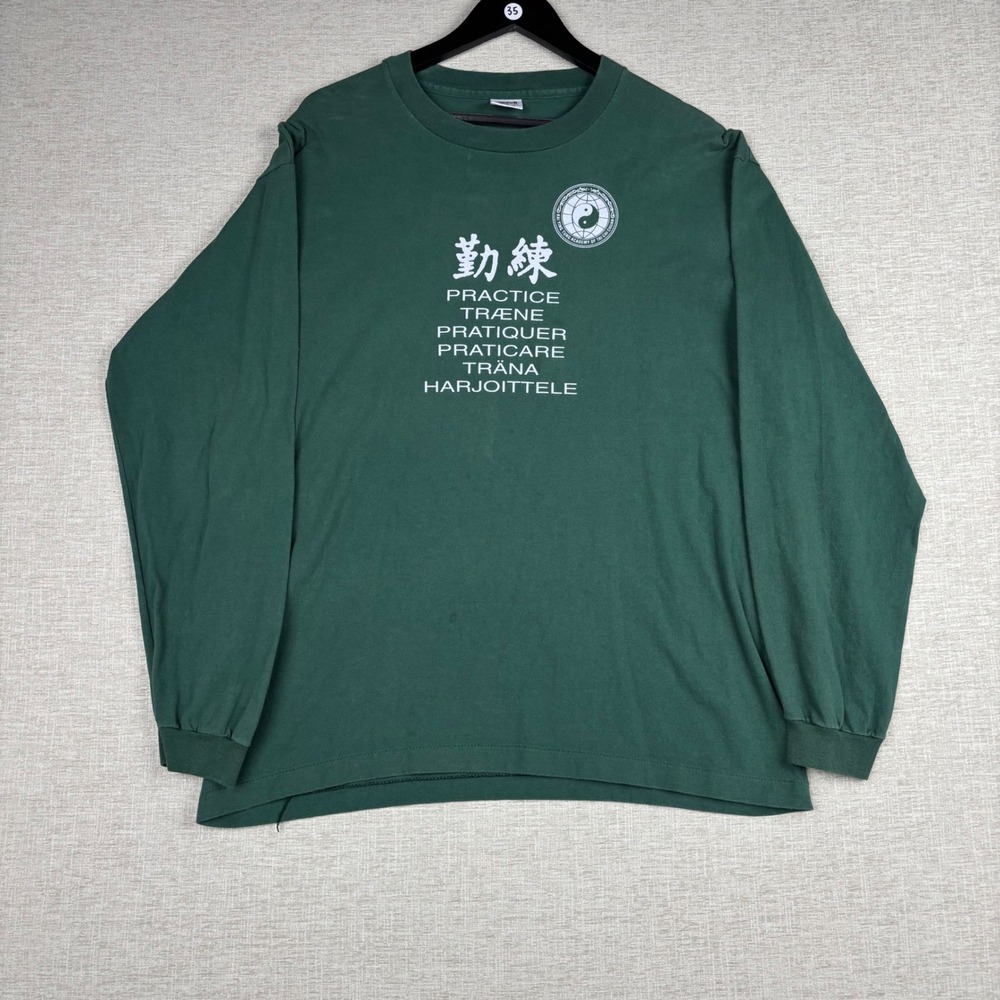 Vintage Anvil Kai Ying Tung Academy Tai Chi Chuan Long Sleeve Green XL USA Made